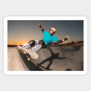Skateboarder in a concrete pool Sticker